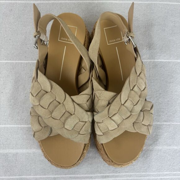 Dolce Vita Winder Crossover Strap Espadrille Platform Sandals Beige Tan 9.5 - Picture 8 of 14